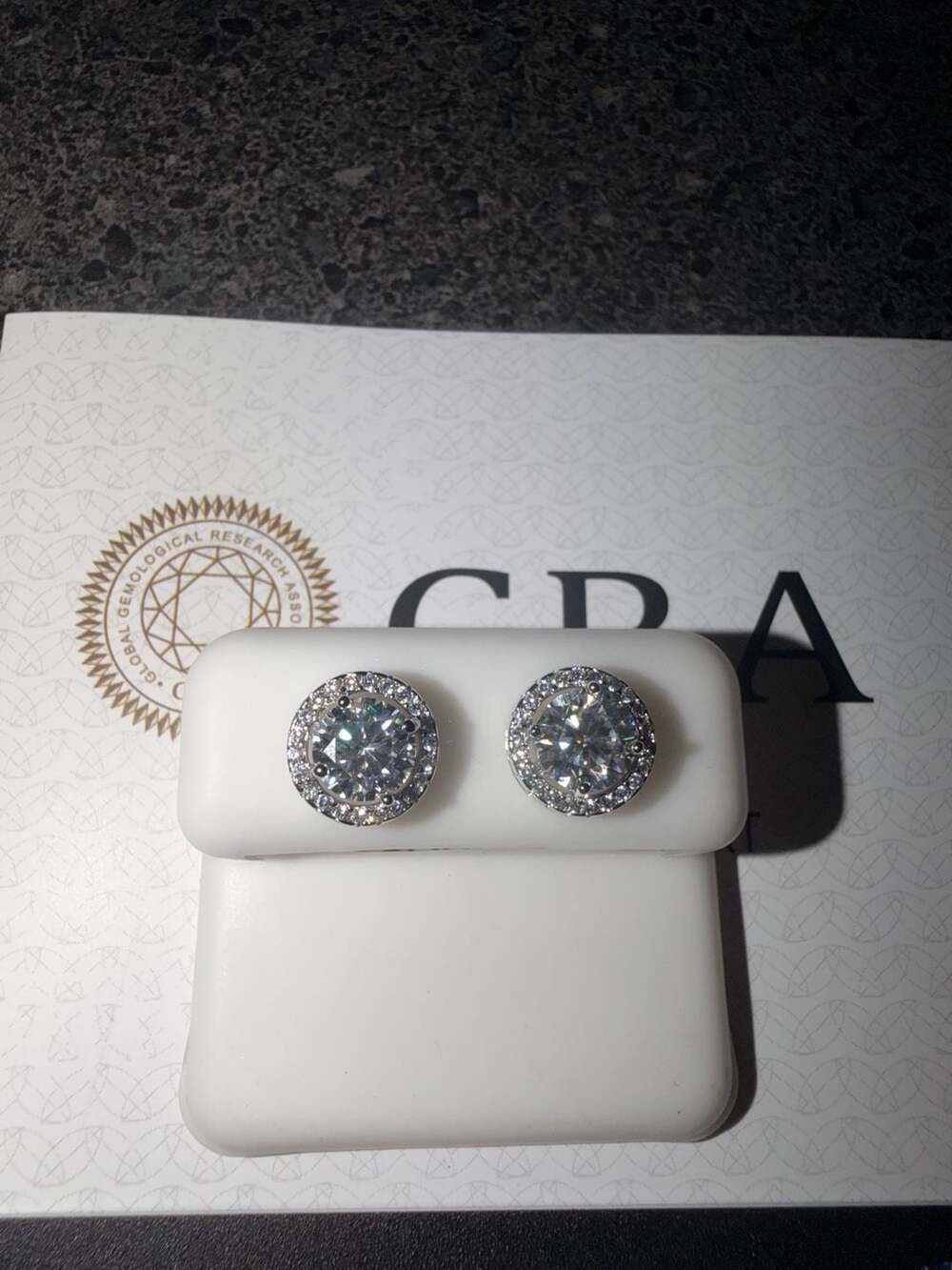 GRA Certified Moissanite Halo Stud Earrings
